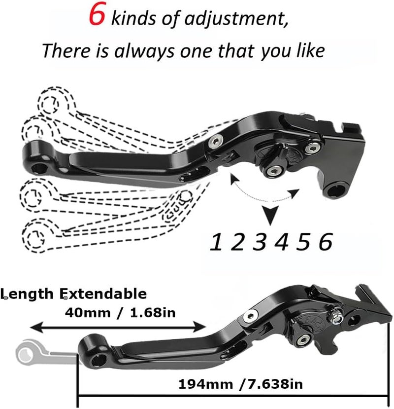 FREAXLL 2pcs Foldable Motorcycle Brake Clutch Levers Set for Vulcan S 2015-2020 Vulcan S SE 2017 Vulcan S Cafe Light Tourer/Cafe/Sport 2018+(Black) - Image 5